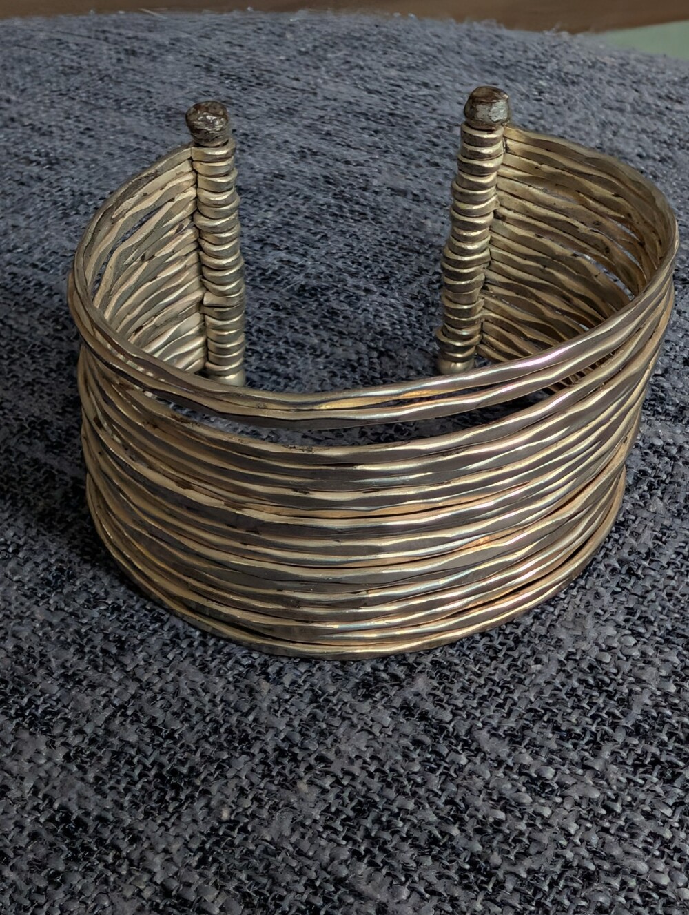 Vintage Gold-Tone Woven Wire Home Accent Cuff